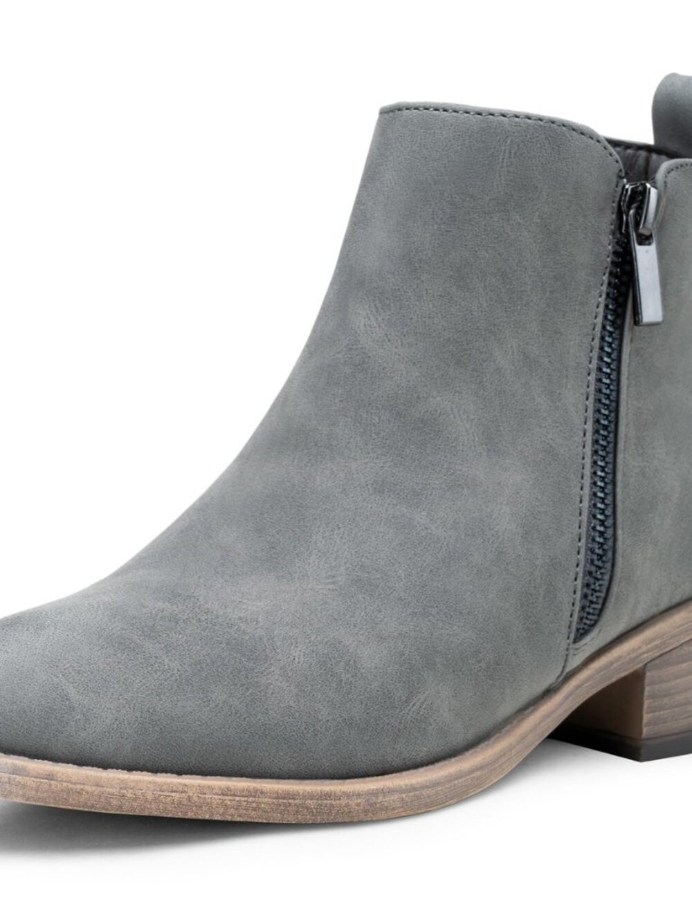 Women's Ankle Boots, Casual Round Toe Low Heel Zip Short Booties